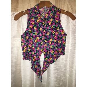 Colorful tie up crop top